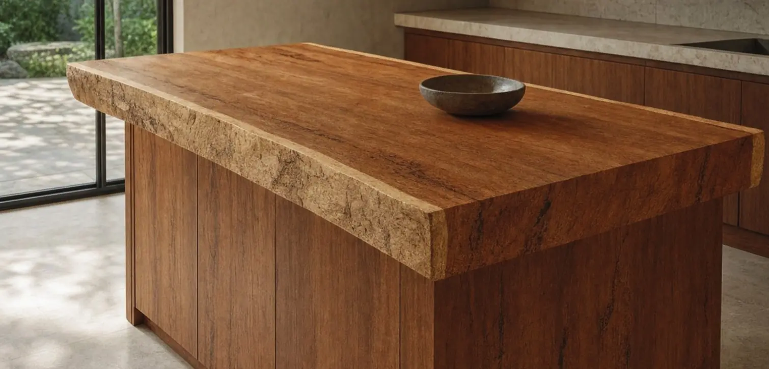 Solid Angelim-Pedra kitchen island.