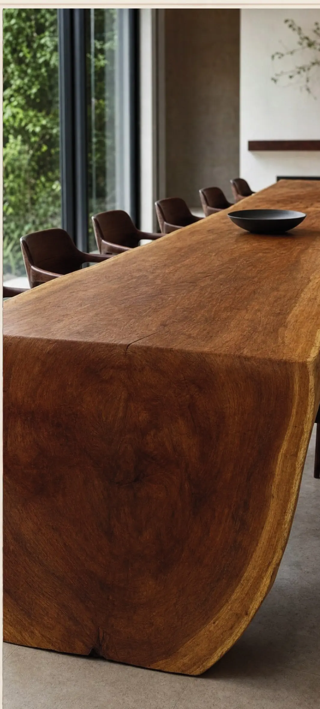 Cumaru live-edge waterfall dining table.