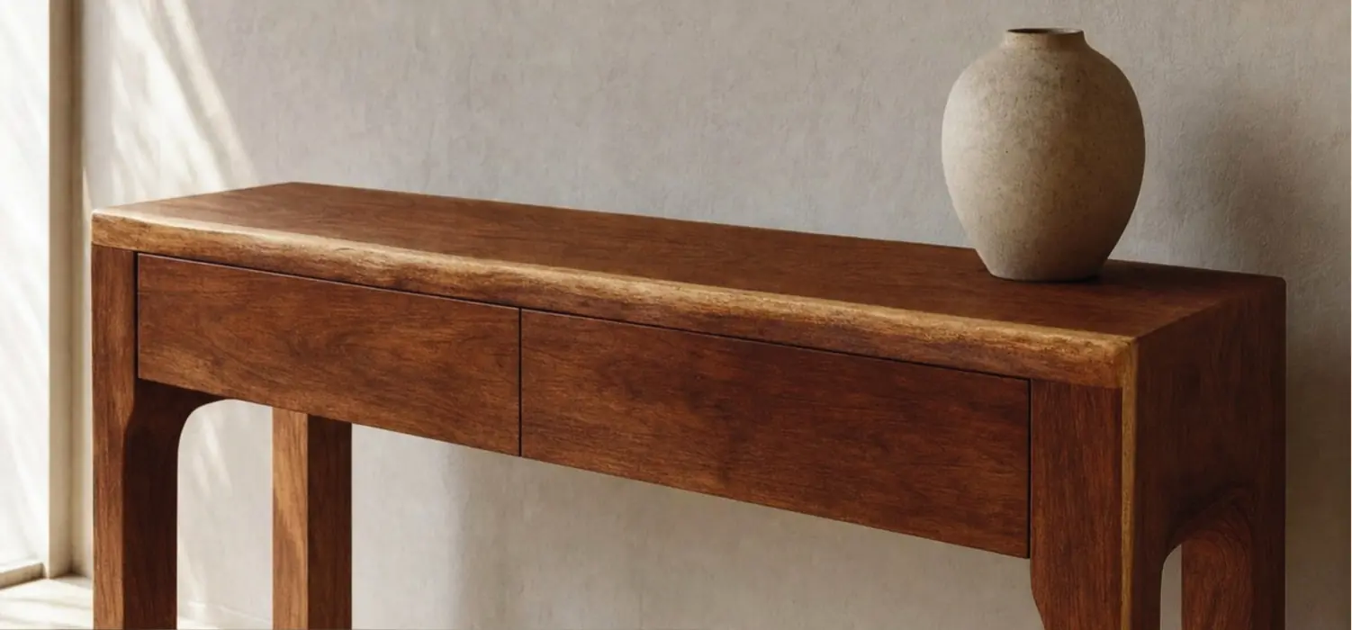 Two-drawer Cumaru console.