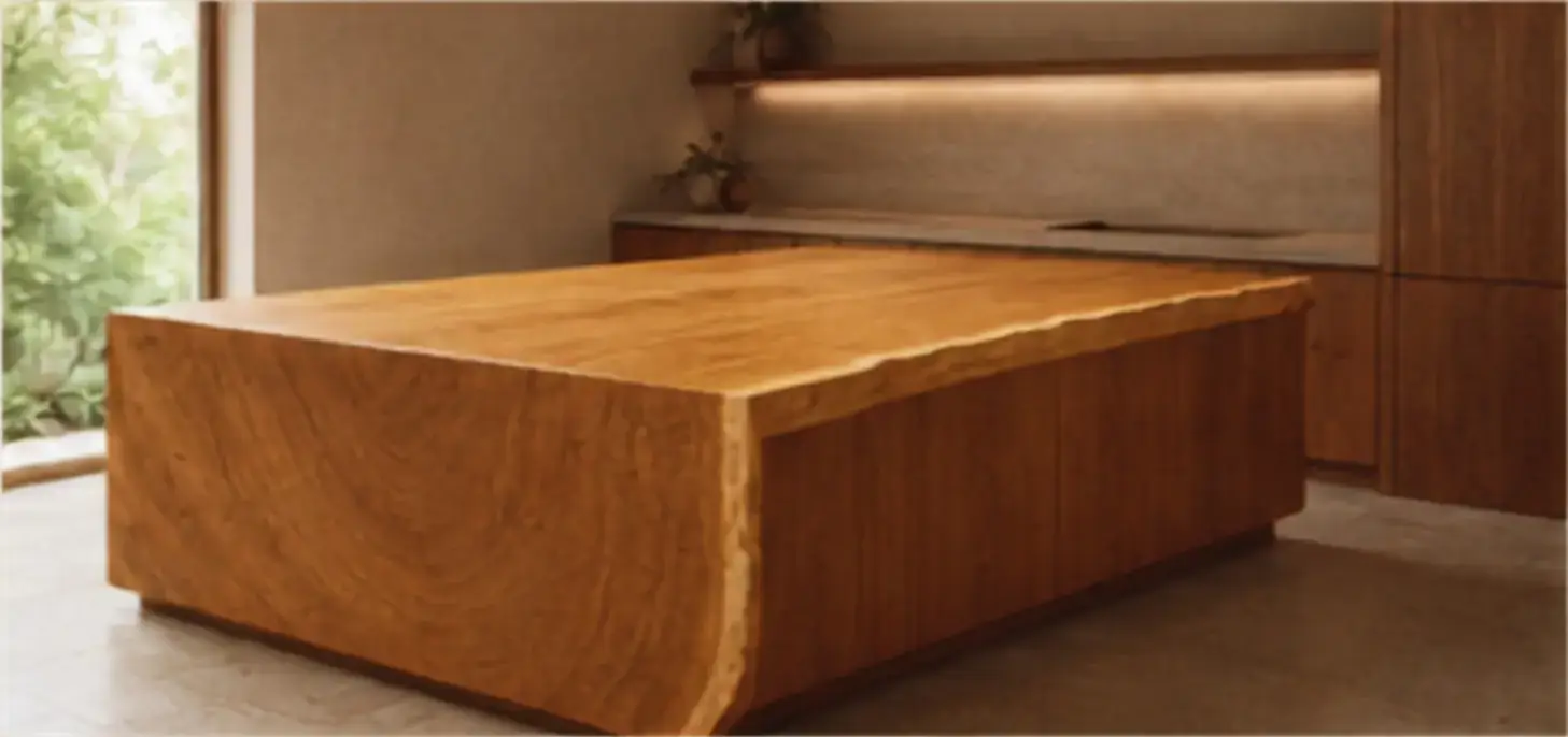 Solid Garapeira kitchen island.