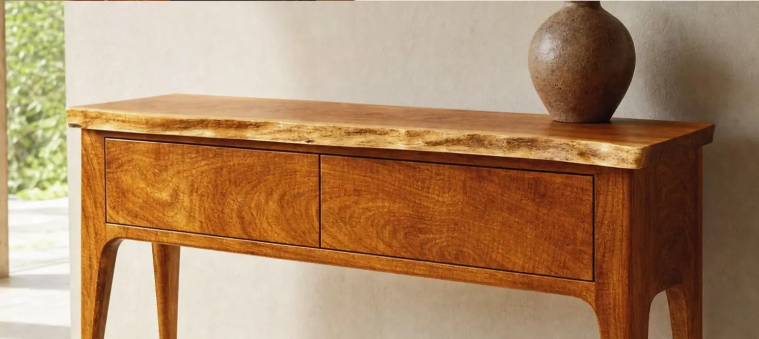 Two-drawer Oiticica-Vermelha console.