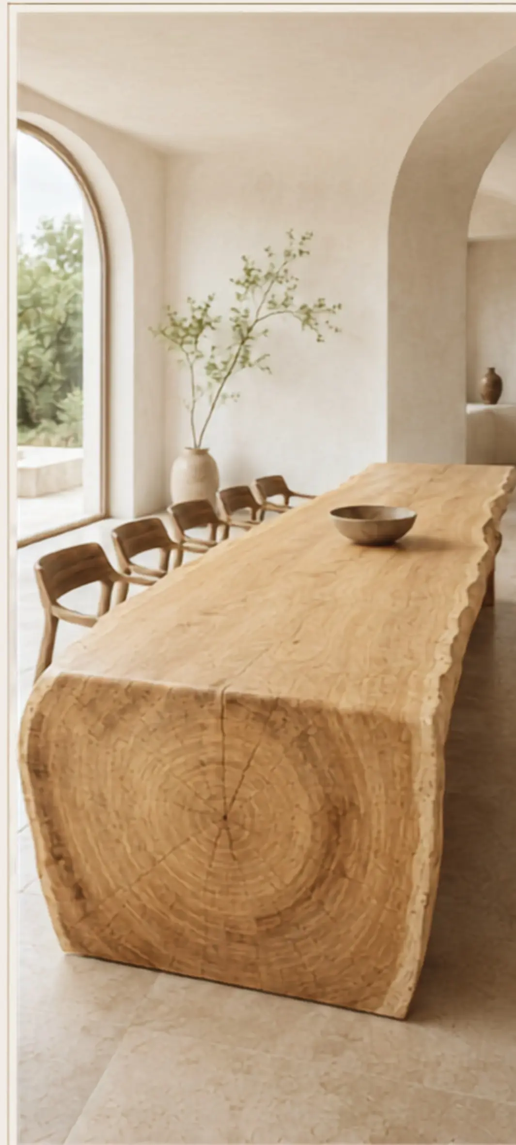 Pequia live-edge waterfall table.