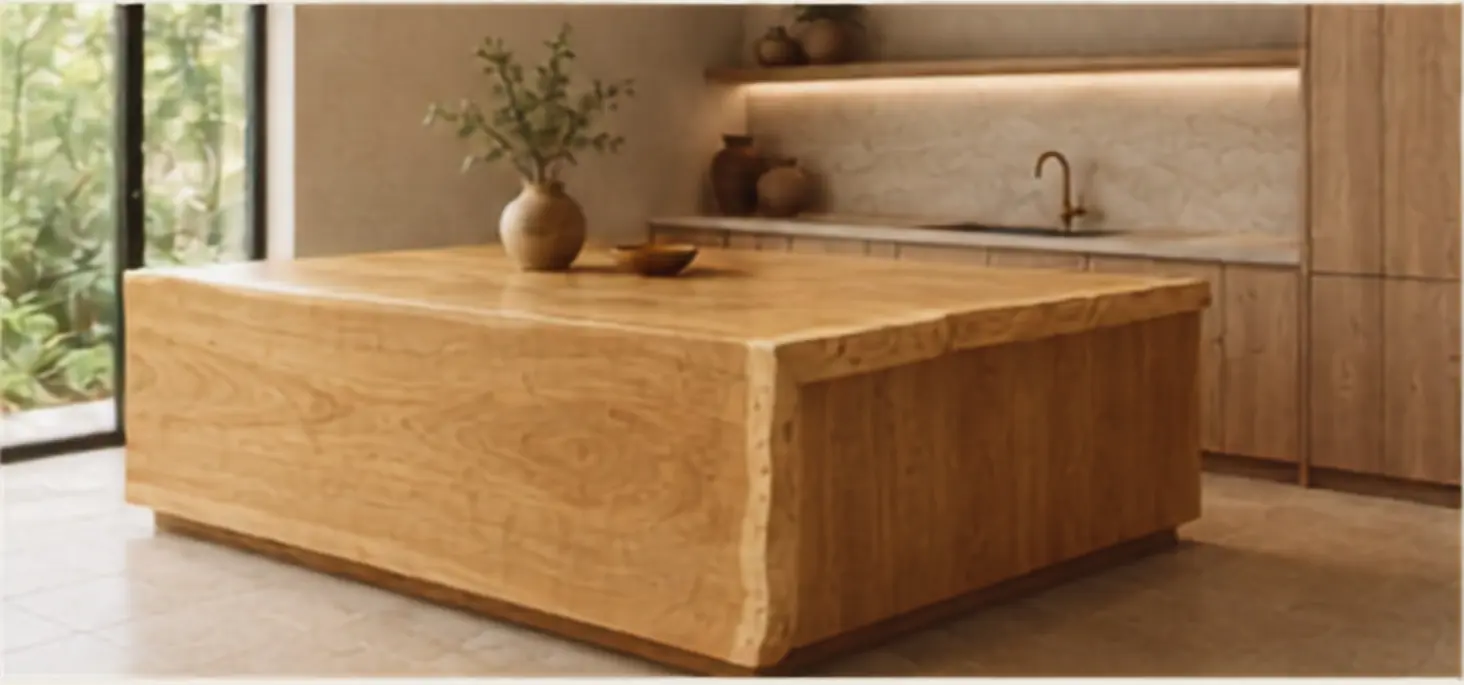 Solid Pequia kitchen island.