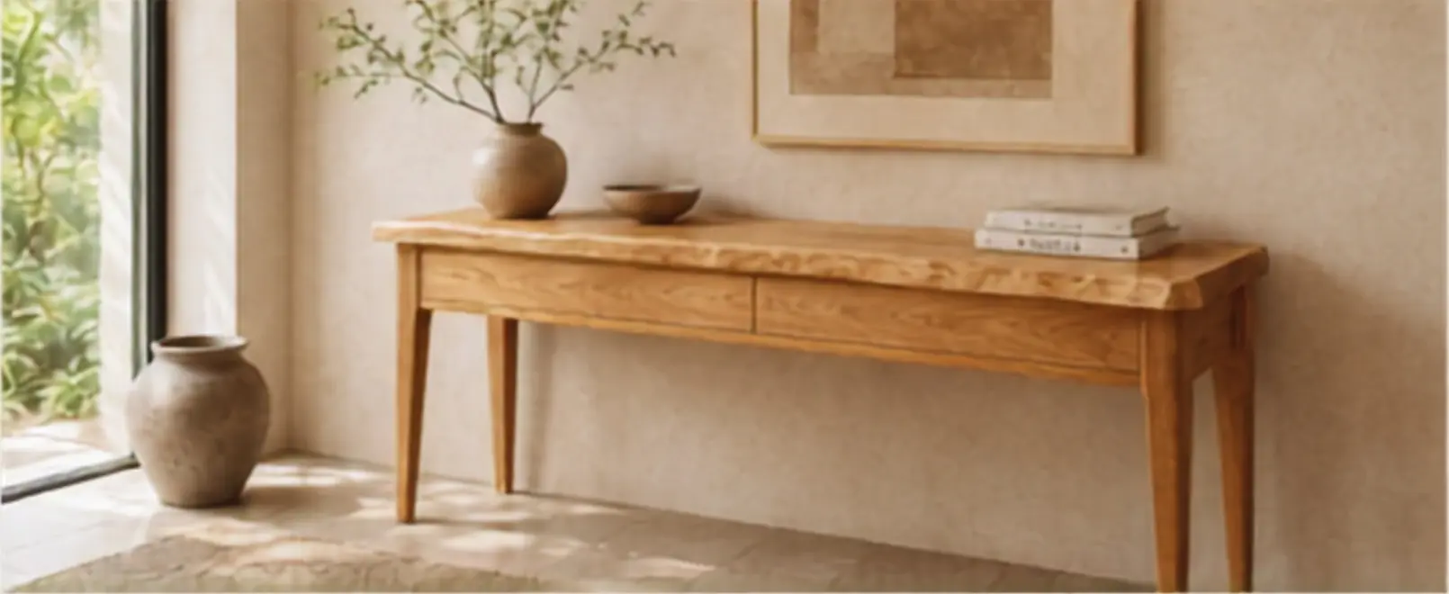 Two-drawer Pequia console.